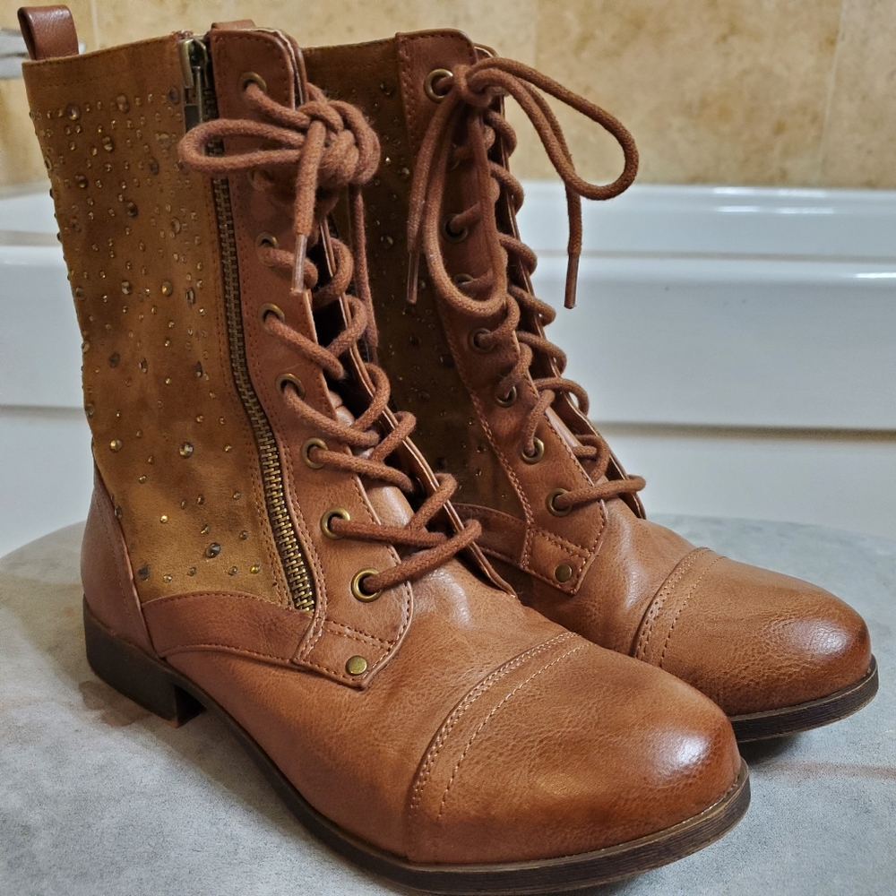 Colby Jeweled Combat Style Boots